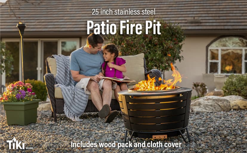 25-Inch Smokeless Patio Fire Pit, Wood Burning with Removable Ash Pan & Weather-Resistant Cover, Modern Black Design – Ideal Outdoor Smokeless Fire Pit for Backyard & Patio