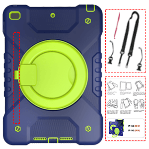 Case for iPad 9th/8th/7th Generation 10.2 inch, Heavy Duty Shockproof Cover with 360° Rotating Handle/Bracket/Pen Holder/Shoulder Strap, Kid Case for iPad 2021/2020/2019, Navy+Green