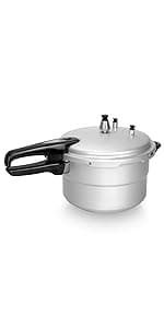 16 Quart Pressure Cooker, 10 Psi Induction Compatible Pressure Canner w/Stainless Steel Honeycomb Base, Heavy Gauge Aluminum, Quality Steamer Rack Included