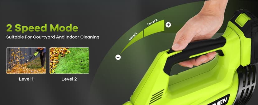 Leaf Blower, Electric Cordless Leaf Blower with 2 Batteries and Charger, 2 Speed Mode, Lightweight Leaf Blowers for Blowing Leaves, Patio Cleaning, Lawn Care and Dust