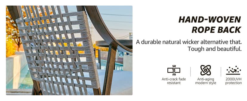 NATURAL EXPRESSIONS 5-Piece Outdoor Patio Dining Set, 4pcs Patio Swivel Rocking Chairs and 38’’ Round Dining Table with 1.65’’ Umbrella Hole