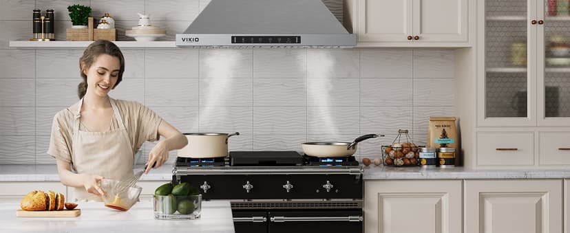 Wall Mount Range Hood 36 inch,Kitchen Vent Hoods 980 CFM Ducted/Ductless Range Hood,with Gesture Sensing & Touch Control Switch Panel, 3 Speed Exhaust Fan Permanent Filter