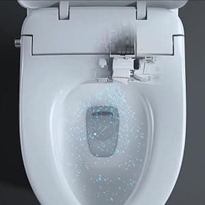 ALPHA BIDET UX Pearl Bidet Toilet Seat in Elongated White | Ultra Low Profile | Endless Warm Water | Arced Stainless Steel Nozzle | LED Nightlight | Dryer | Deodorizer | 3 Year Warranty
