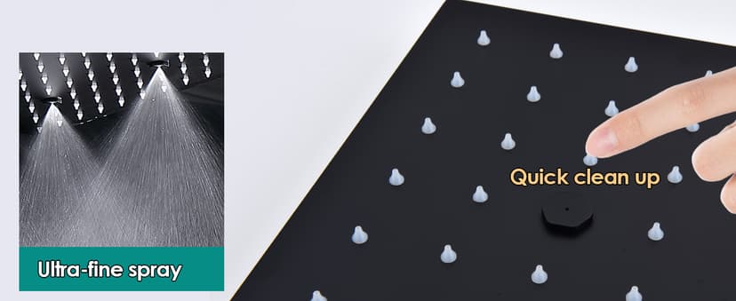 HOMEDEC Luxury Matte Black Shower System, Multi Functions 15.7x31.5inch Mist Rain Shower Head System with Full Body Sprays Jets, Rainfall Ceiling Thermostatic Shower Faucet Set