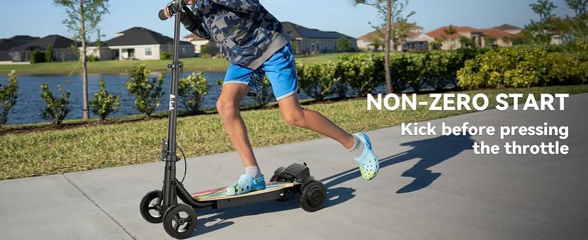 4-Wheel Electric Scooter for Kids w/250W Brushless Motor, Up to 10 MPH & 8.5 Miles, Rainbow Lights, LED Display, 5 Speed & Adjustable Balance, Foldable Kids Electric Scooter, UL 2272 Certified