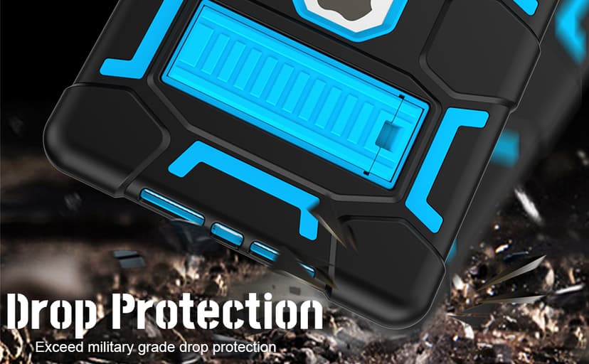 CCMAO iPad 9th Generation Case, iPad 8th/7th Generation Case, iPad 10.2 2021/2020/2019 Case with Kickstand, Heavy Duty Shockproof Hybrid Three Layer Protective Cover for Kids Boy Girl, Black+Sky Blue