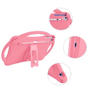 TopEsct Kids Case for iPad 10.2 inch - Shockproof Silicone Cover with Tempered Glass Screen Protector and Strap - Compatible with iPad 9th/8th/7th Gen (2021)" (Pink)