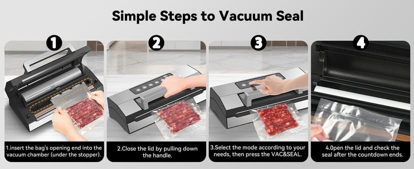 2025 Upgraded Precision Fast-Vacuum Sealer, LIWUNON Commercial Full Automatic Food Vacuum Sealer Machine, Double Heat Seal, Built-in Cutter&Bag Storage, Powerful Food Vacuum Saver, 2 Rolls Bags&hose