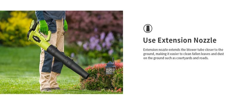 Leaf Blower, 21V Cordless Electric Blower with 2 2.0Ah Batteries and 1 Hour Fast Charger, Lightweight Leaf Blower for Patio Cleaning, Lawn Care, Blowing Fallen Leaves and Dust, etc.