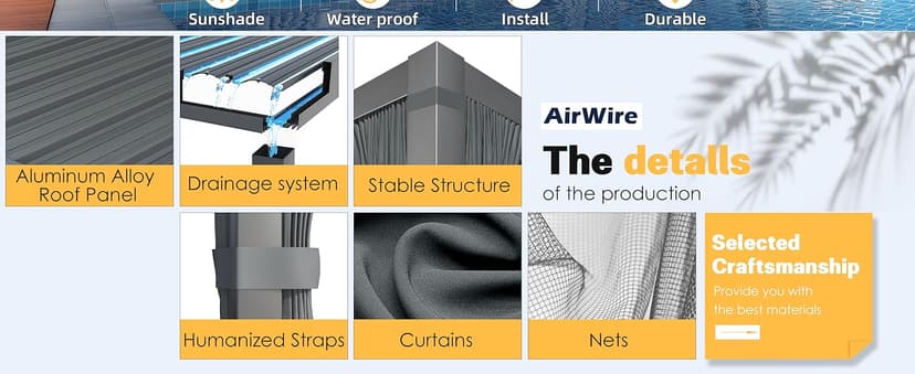 Pergola 10x20 Ft Louvered Pergola Aluminum Outdoor Pergolas W/Adjustable Roof, Waterproof Curtains and Nets Outdoor Gazebo for Deck,Patio,Backyard and Garden