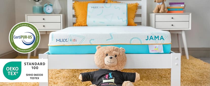 MLILY 7 Inch Twin Mattress for Kids, Memory Foam Bunk Bed Mattress, Made in The USA of US Foam and Global Materials, CertiPUR-US Certified, Medium Firm Trundle, Blue