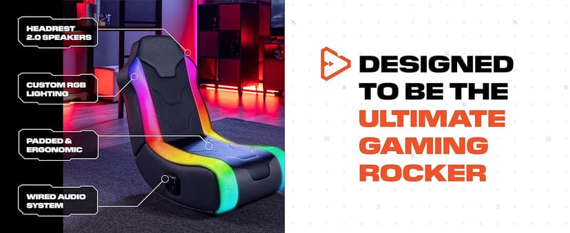 X Rocker Cosmos RGB Floor Rocker - LED Gaming Chair for Comfortable & Immersive Gaming - Chair with Gaming System Compatibility & Easy Setup - Integrated Speakers & RGB Lighting