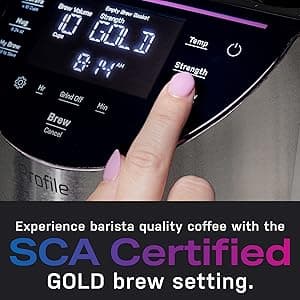 GE Profile Smart Grind & Brew Coffee Maker w/Podless Single Serve, 90oz Water Reservoir, 10 Cup Thermal Carafe, Voice Control, Adjustable Burr Grinder, SCA Certified, Barista-Quality, Stainless Steel