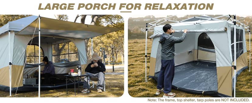 REDCAMP Canopy Camping Tent for Pop Up Canopy Tent, Inner Tent Converts Straight Leg 10'x10' or 10'x20' Canopy into Camping Tent, Fits 4-6 Person(Frame/Shelter NOT Included)