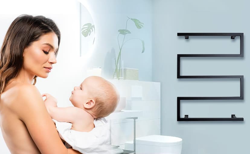 Modern Style Towel Warmer,Electric Heated Towel Rack with 2/4H Timer, 304 Stainless Steel Heated Towel Rail Wall Mounted Waterproof Bath Towel Heater, 88W,Hardwired,Black…