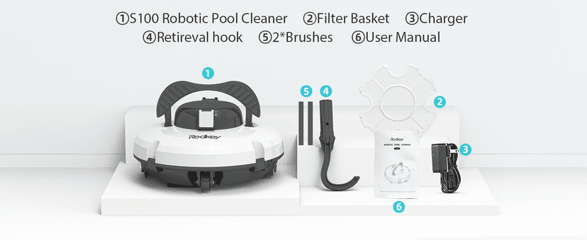 S100 Cordless Robot Pool Cleaner, Last 130Min, 18° Slope Angle, Automatic Pool Vacuum for Above Ground Pools, Self-Parking Pool Cleaner with Filter Basket, Pool Robot Up to 1100 sq.ft