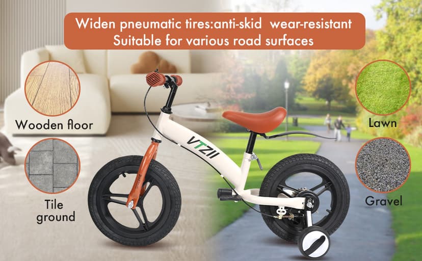 Balance Bike 2 in 1 with Pedals Brake Training Wheels Kickstand Pneumatic tyre,for Kids 2-7 Years Old,Kids Bike 12 14 16 inch