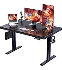 ErGear Height Adjustable Electric Standing Desk, 47.2 x 23.6 Inches Sit Stand up Desk, Memory Computer Home Office Desk with Two-Piece Desktop (Black)