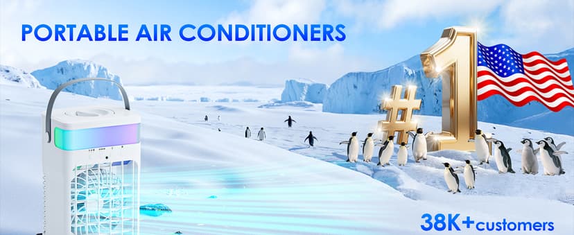 Portable Air Conditioners,Air Conditioner,Ac Unit with 1500ML Water Tank,2 Spray Ports,3 Wind Speeds,3 Timers,10 kinds of Colorful Lights,Portable Ac Units for Room Camping Car Office