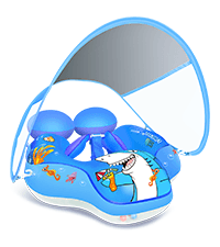 LAYCOL Baby Swimming Float Inflatable Baby Pool Float Ring with Sun Protection Canopy,add Tail no flip Over for Age of 3-36 Months