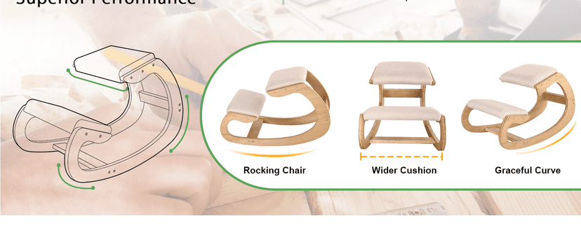 Predawn Ergonomic Kneeling Chair, Rocking Chair Stool, Knee Chair, Posture Chair for Home Office Meditation Wooden & Linen Cushion-Office Desk Chair for Back Neck Pain Relief & Improving (White Oak)