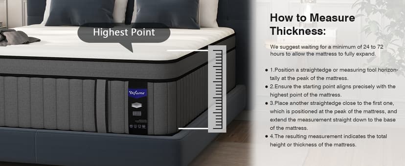 DIFAME King Size Mattress 14 Inch, Gel Memory Foam Hybrid Firm King Bed Mattress in a Box with Independent Pocket Spring, Pressure & Back Pain Relief, Edge Support, 100-Night Trial, CertiPUR-US