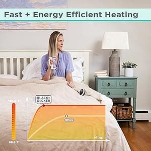 BLACK+DECKER Heated Blanket Electric Queen, Micro Plush Electric Blanket, Heating Blanket with 10 Heating Levels, 10H Timer, Auto Shutoff, Dual Zone Heating, Fast Heating (84x90 inches, Grey)