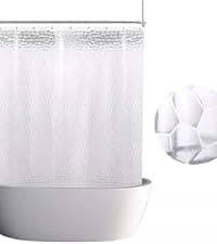 Clawfoot Tub Shower Curtain 180x70 Inch White Liner All Warp Around Extra Wide 36 Metal Hooks Vinyl Bath Curtain for Clawfoot Stand Up Tub Bathroom PEVA Waterproof Liner