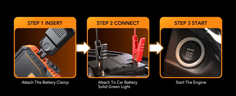 OXILAM Jump Starter 6000A for All Gas/12L Diesel, Car Battery Jumper Starter Portable, 12V Lithium Jump Box with Jumper Cables, LED Display, LED Light, Power Bank with USB, Type C Port