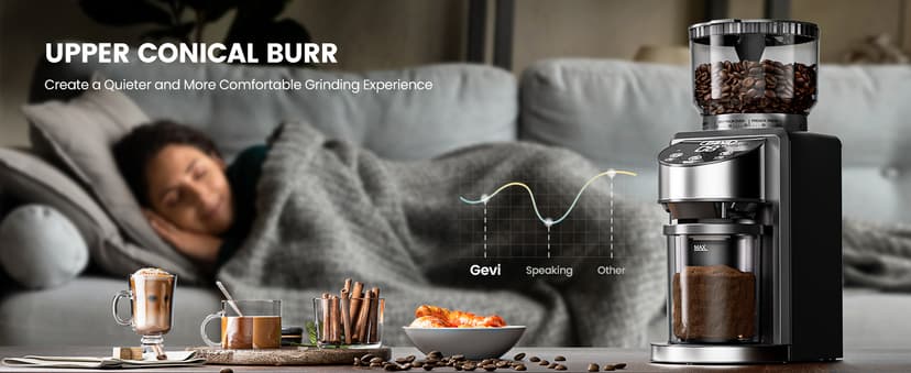 Gevi Coffee Grinder Electric,Coffee Bean Grinder with 35 Grind Settings for Espresso,Drip,French Press,Burr Coffee Grinder for Home Use,Anti-static Design,Black