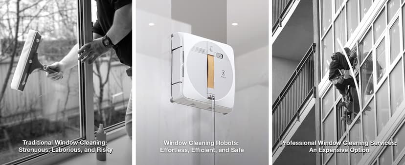 ECOVACS Winbot W1 Pro Window Cleaning Robot, Intelligent Cleaning with Dual Cross Water Spray Technology, Win SLAM 3.0 Path Planning, 2800Pa Suction Power, Edge Detection Technology, App Control,Grey