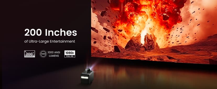 NEBULA Mars 3 Outdoor Portable Projector, 1000 ANSI Lumens, AI-Powered Image, Built-In Battery with 5 Hour Playtime, Android TV, 200 Inch Home Theater, for Backyard, Office and Business, and Camping