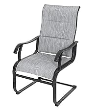 NUU GARDEN Patio Dining Chairs Set of 4, All Weather Outdoor Padded Textilene Patio Chairs, Breathable Spring Motion Textile High Back Outdoor Dining Chairs for Backyard, Lawn, Deck, Grey