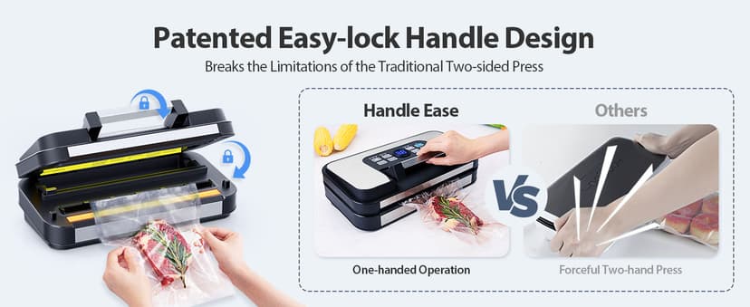 95Kpa Powerful Precision Pro Vacuum Sealer, with 10-in-1 Functions, Easy-Lock Handle, Double Heat Seal & Double Pump, Vacuum Sealer Machine for Food with Bags Storage, Built-in Cutter, Stainless Steel