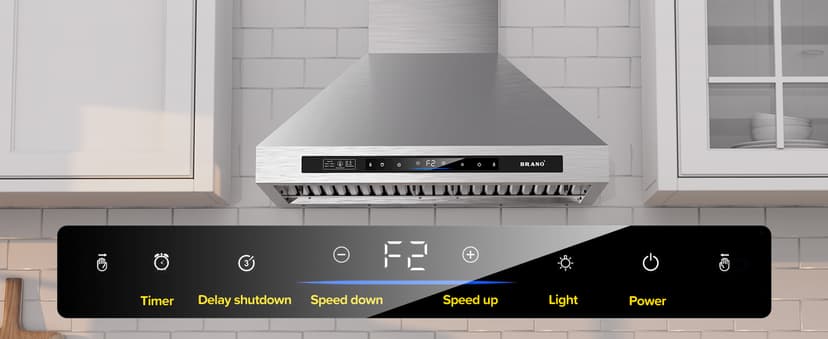 Wall Mount Range Hood 30 inch,900 CFM Kitchen Hood with Voice/Gesture/Touch Control,Vent Hood in Stainless Steel With Ducted/Ductless Convertible, 4 Speed Exhaust Fan