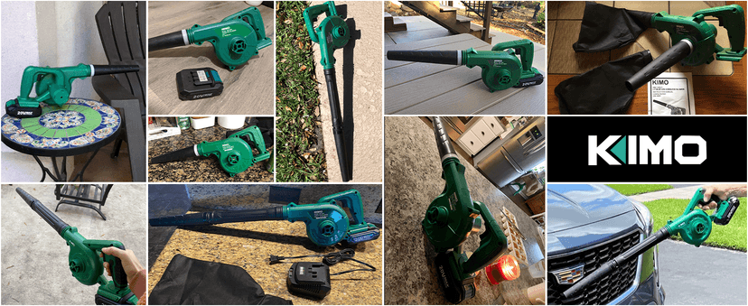K I M O. Cordless Leaf Blower Vacuum Combo 4 in 1, 3 Nozzles &3 Modes for Inflation & Deflation, Extended Tube & Variable Speed, 20000RPM 150MPH, 2x2000mAh Battery Powered Leaf Blowers for Lawn Care