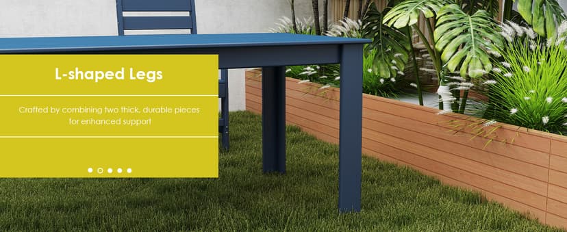 GREENVINES 7-Piece Outdoor Dining Set | HDPE | Patio Table and Chairs Sets for 6 | Patio Furniture | All Weather | Umbrella Hole | Blue| for Backyard Poolside Garden