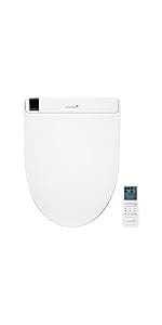 SmartBidet SB-1000WE Electric Bidet Toilet Seat with Heated Seating, Warm Air Dryer, Temperature Control Wash, and Remote Control, Elongated Seating
