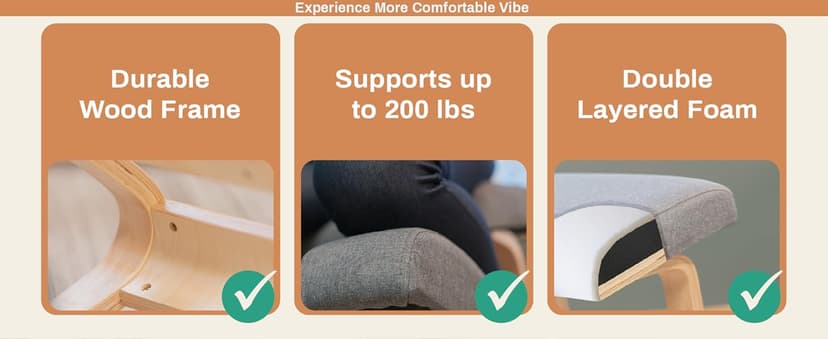 Ergonomic Kneeling Chair with 2 Knee Pads - Adjustable Height Rocking Knee Chair or for Posture for Home Office Gift Woman - Angled Kneeling Stool