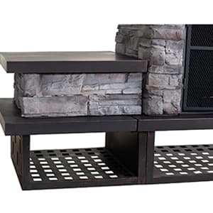 Sunjoy Outdoor Fireplace, Patio Wood Burning Fireplace with Steel Chimney, Mesh Spark Screen Doors, Fire Poker, and Removable Grate, Copper and Black