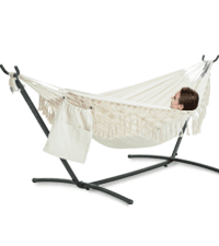 PNAEUT Double Hammock with Space Saving Steel Stand Included 2 Person Heavy Duty Outside Garden Yard Outdoor 450lb Capacity 2 People Standing Hammocks and Portable Carrying Bag (Coffee)