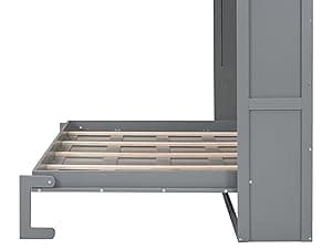 Merax Modern Farmhouse Solid Wood Murphy Cabinet Bed, No Box Spring Needed/Easy Assemble/Queen,Gray