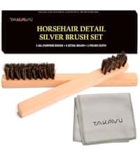 Takavu Coffee Grinder Cleaning Brush, Barista Brush with Black Boar Bristle, Espresso Machine Cleaner Tool, Brista Dusting Accessories Used on Group Heads, Shower Screen, Portafilter, Scoop, Tamper