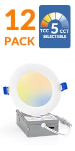 16 Pack Led Recessed Light 4 Inch,Adjustable Eyeball Gimbal, LED Recessed Lighting with Junction Box 9 Watts 750Lm Dimmable Ceiling Light ETL Listed (2700K/3000K/3500K/4000K/5000K Option)