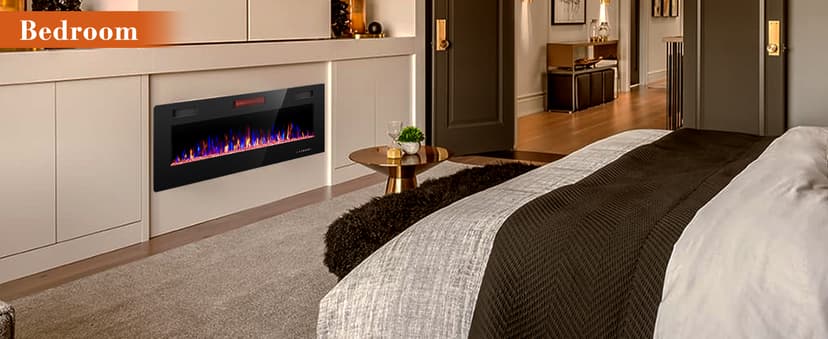 60" Electric Fireplace in-Wall Recessed and Wall Mounted 1500W Fireplace Heater and Linear Fireplace with Timer/Multicolor Flames/Touch Screen/Remote Control