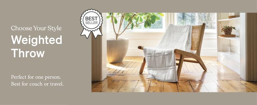 Baloo Weighted Blanket for Adults 12 lb Throw (Pebble White, 42"x72") | Cool & 100% Cotton | Machine Washable & Dryer Safe | Glass Microbead Fill