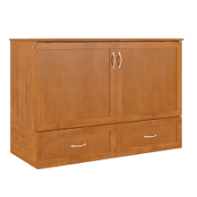 AFI Hamilton Full Murphy Bed Chest with Mattress, Storage, and Built-in Charger in Light Toffee