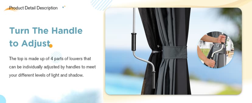 EROMMY Louvered Pergola 12' x 24' Outdoor Hard Top Pergola with Aluminum Frame and Adjustable Metal Rainproof Roof for Garden & Patio, Curtains and Netting Included, Gray-Black