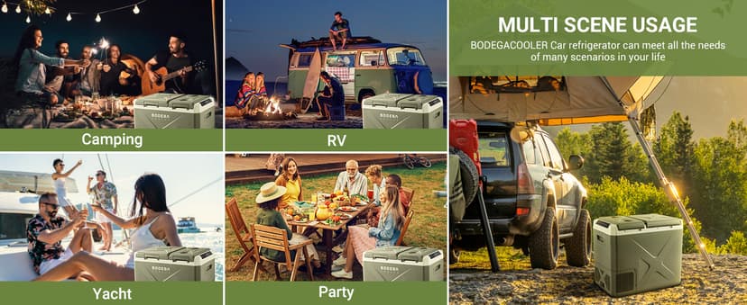 BODEGACOOLER 12V Portable Refrigerator, 42Quart (40L) Dual Zone Car Refrigerator, RV Car Fridge APP Control, -4℉-68℉Portable Freezer 12/24V DC 100-240V AC for Outdoor Camping Travel Vehicles Home Use