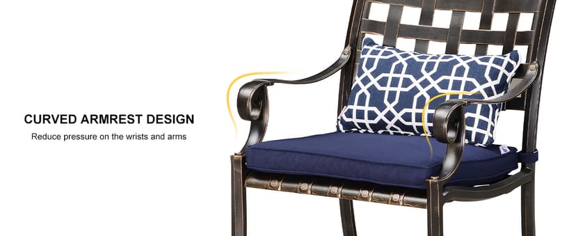 PURPLE LEAF 9 Pieces Patio Dining Sets Cast Aluminum Furniture with Rectangular Table for Lawn Garden Backyard Deck Outdoor Dining Sets with Cushions and Pillows, Lattice Navy Blue